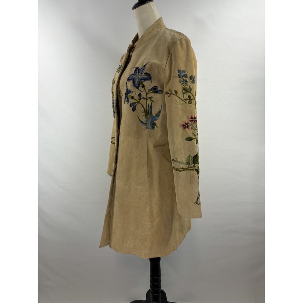 Bagatelle Suede Jacket Tan 14 Embroidered Boho Lined - Picture 2 of 16